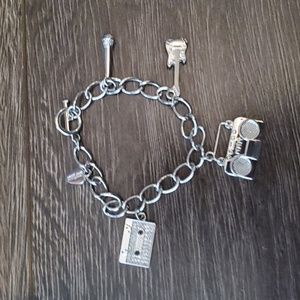 Disney Silver Tone Camp Rock Musical Instrument Bracelet with charms